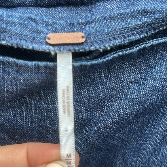 Free People Blue Jean Long Sleeve Dress Size medium - Picture 2 of 9